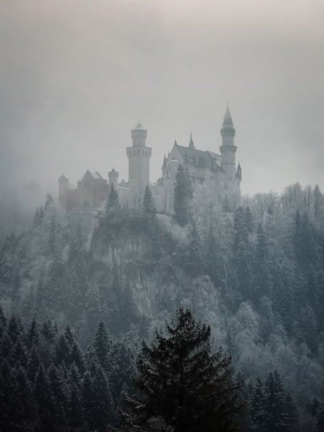 White and Gray Castle on Top of Mountain · Free Stock Photo Borderland Aesthetic, Frosty Forest, Top Of Mountain, Winter Court, Frozen Castle, Snow Castle, Wisteria Vine, Nordic Aesthetic, Dragon Lady