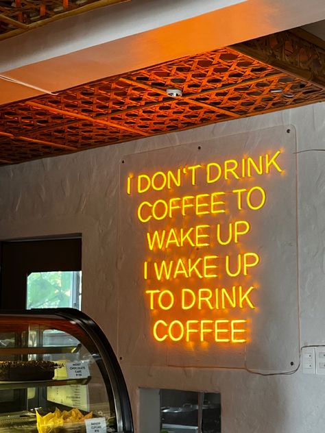 Instagram Coffee Aesthetic, Small Town Coffee Shop Ideas, Cute Cafe Quotes, Coffee Friends Quotes, Coffee Shop Cups Ideas, Coffee Shops Aesthetics, Neon Coffee Shop, Fancy Coffee Shop, Aesthetic Coffee Quotes