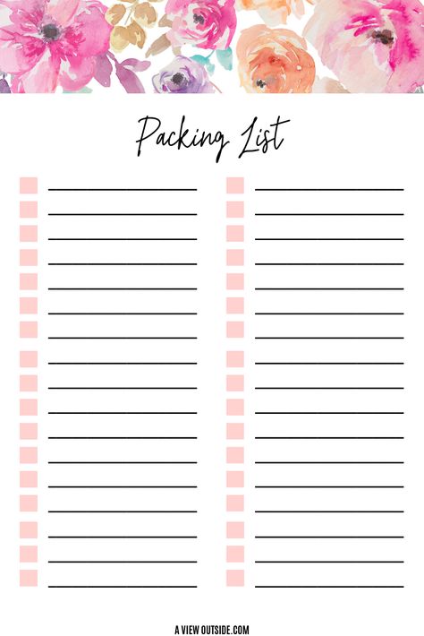 Printable Packing List Template, Packing List Template Free Printable, Travel List Packing, Packing Template, Chek List, Travel Packing List Printable, Packing List Template, Social Media Tracker, Printable Packing List