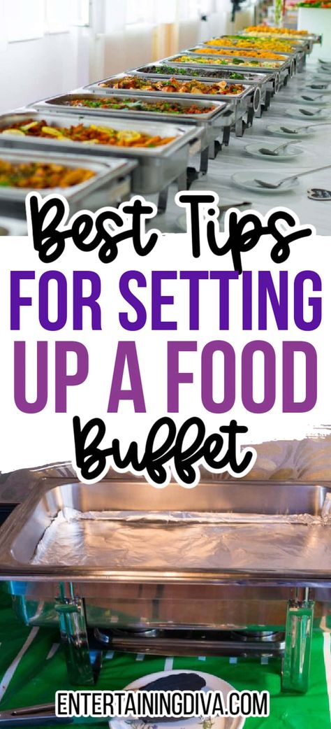 How To Set Up A Buffet | Holidays and Events How To Stage A Buffet Table, Utensil Set Up Party Ideas, Decorative Buffet Table Ideas, Chili Bar Table Setup, Lunch Set Up, Setting Up Buffet Table, Finger Foods Table Display, Chips And Salsa Grazing Table, How To Display Silverware At A Party