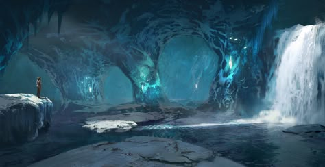 ArtStation - Ark Ice Caves , Sebastian Kowoll Ice Caves, Ice Cave, Ark Survival Evolved, Fantasy Background, Rpg Map, Planets Art, Landscape Concept, Fantasy Worlds, Ocarina Of Time