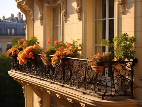 French Style Balcony, France Balcony, French Balcony Ideas, Balcony Over Garage, Italian Patio, Parisian Balcony, 2nd Floor Balcony, Italian Minimalism, French Balcony