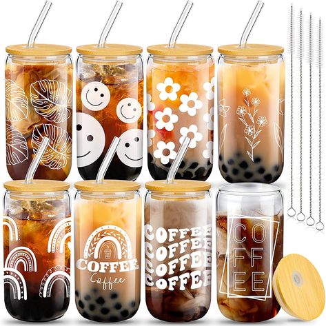 Cups With Bamboo Lids, Glass Tumbler Design, Glassware Design, Cleaning Brushes, Glass Cups, Cup Design, Drinking Cup, Glass Tumbler, Glass Cup