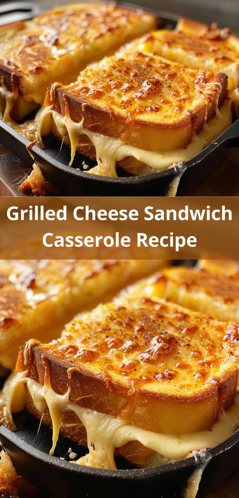 Enjoy a delicious Grilled Cheese Sandwich Casserole, simple to make and full of flavor. A family favorite! Grilled Cheese Casserole, Ultimate Grilled Cheese Sandwich, Sandwich Casserole, Cheese Casserole Recipes, Baked Grilled Cheese, Easy Grilled Cheese, Ultimate Grilled Cheese, Food Sandwiches, Cheese Casserole