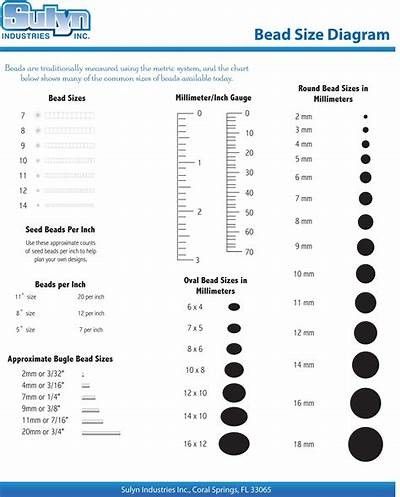 Bead Size Chart Printable, Seed Bead Size Chart Printable, Bead Size Chart Jewelry Making, Seed Bead Size Chart, Jewelry Template Free Printable, Bead Sizes Chart, Workbench Setup, Wire Gauge Chart, Chrismon Patterns