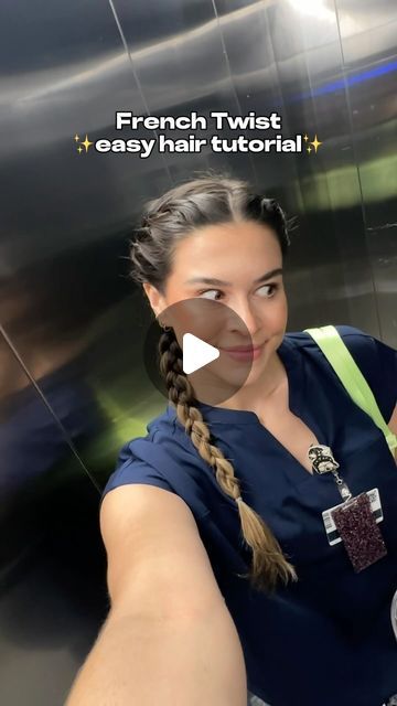 Lindsey Shelton on Instagram: "One of the ONLY hairstyles I wear that’s not a bun or ponytail.   #nurse #nurselife #newgradnurse #newnurse #newgradrn #nursehair #grwm #nursehairstyles #hairstyles #easyhair #easyhairstyles #hairtutorial #easyhairtutorial" Hairstyles For Medical Professionals, Updos For Nurses Easy, Haircuts For Nurses, Cute Updos For Nurses, Hairstyles To Protect Hair, Hair Styles For Labor And Delivery, Nurse Headband Hairstyles, Hairstyle For Nurses, Hairstyles For Labor And Delivery