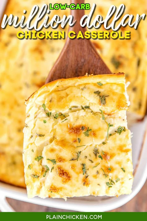 Million Dollar Chicken Casserole, Chicken Quiche, Low Carb Chicken Casserole, Million Dollar Chicken, Keto Casseroles, Low Carb Tacos, Low Carb Casseroles, Plain Chicken, Low Carb Foods