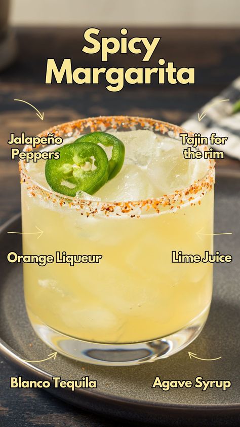 Experience the perfect blend of heat and zest with our Spicy Margarita recipe—a fiery twist on the classic cocktail, ideal for any occasion. #SpicyMargarita Spicy Margarita Recipe, Tequila Agave, Easy Margarita Recipe, Homemade Margaritas, Traditional Margarita, Orange Liqueur, Frozen Margaritas, Spicy Margarita, Classic Margarita