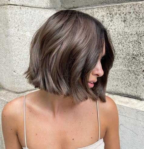 30 Stunning Ash Brown Hair Color Styles to Rock in 2022 - Hair Adviser Grey Brown Hair Ashy, Brunette Bob 2023, Natural Brown Short Hair, Hair Coloring Ideas For Short Hair, Hair Color Ideas Bob Haircut, Ash Brown Hair Short Bob, Hair Color Natural Brown, Short Hair Color Balayage, Mushroom Brown Bob Hair