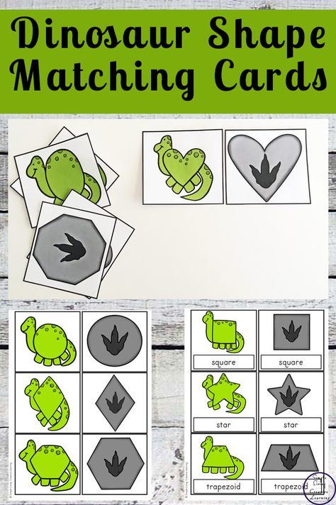 Shape Dinosaurs Preschool, Dinosaur Shapes Free Printable, Dinosaur Math Activities, Dinosaur Matching Game, Dinosaur Shapes, Fun Printables For Kids, Math Worksheets For Kids, Dinosaur Lesson, Dinosaur Theme Preschool