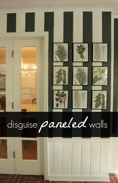 Painted Paneled Walls with chair rail Painting Paneling, Wood Paneling Makeover, Paneling Makeover, Paneled Walls, Painted Paneling Walls, Painting Wood Paneling, Painted Wood Walls, Striped Walls, Painted Paneling