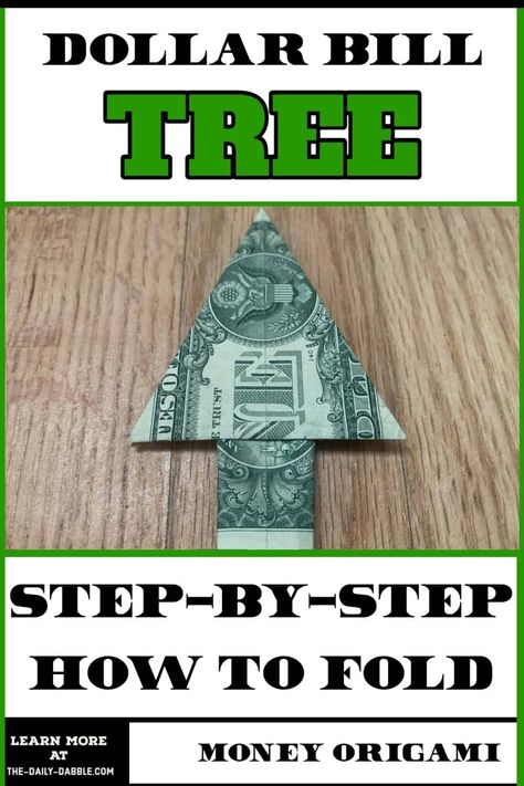 How To Fold Money, Folding Money For Gifts Step By Step, Oragami Christmas Tree, Fold A Dollar Bill, Origami Christmas Tree Card, Fold Dollar Bill, Hearts Origami, Paper Hearts Origami, Easy Money Origami