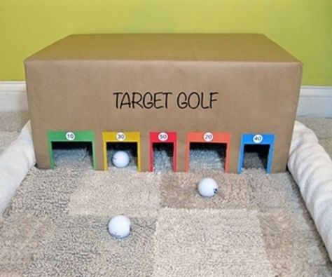 target golf what a great indoor activity for kids! Target Golf, Påskeaktiviteter For Barn, School Carnival, Winter Ideas, Indoor Activities For Kids, Indoor Fun, Carnival Games, Diy Games, Indoor Activities