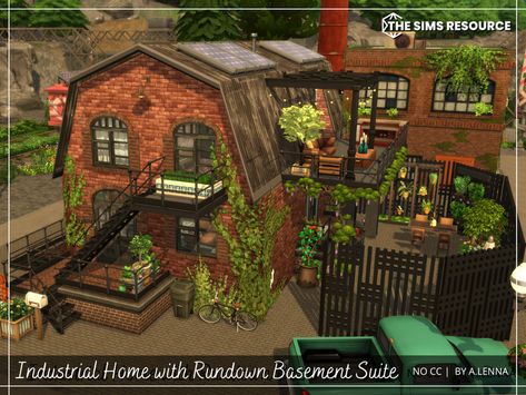 The Sims Resource - Industrial Home with Rundown Basement Suite Sims 4 Houses Industrial, Industrial Sims 4 House, Sims 4 Cc Furniture Industrial, Sims 4 Warehouse, Sims 4 Industrial House, Sims 4 Basement Ideas, Sims 4 Industrial Cc, Sims 4 Basement, Loft Apartment Layout