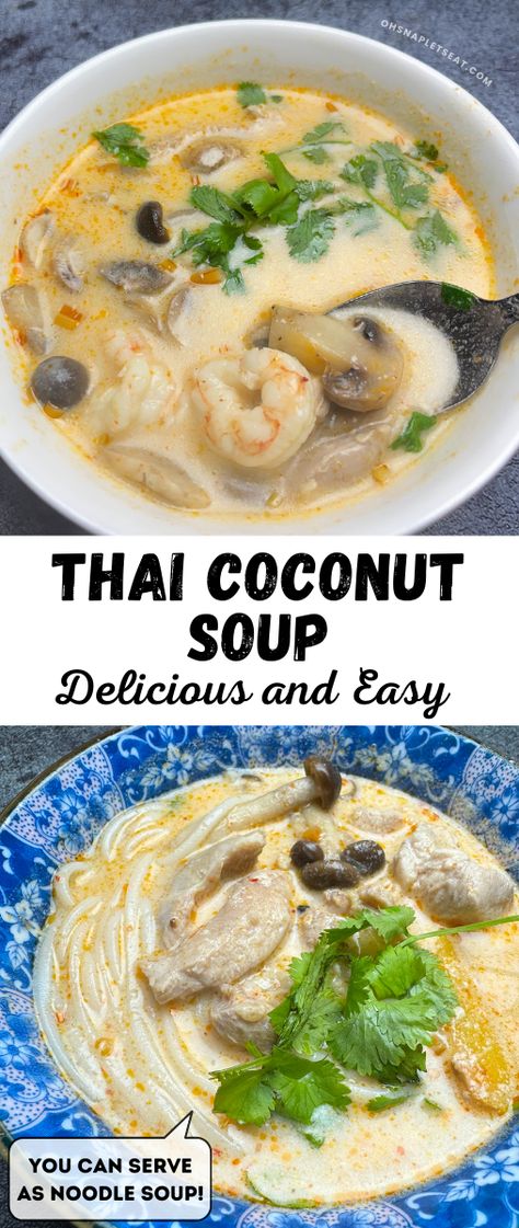 Thai Coconut Vegetable Soup, The Best Thai Coconut Soup, Coconut Shrimp Soup Recipes, Thai Coconut Ramen, Easy Coconut Soup, Thai Basil Soup Recipe, Coconut Tofu Soup, Creamy Blended Soup Recipes, Thom Ka Soup