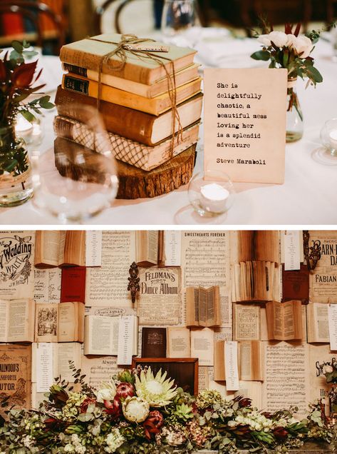 Book Lovers Wedding, Book Centerpieces, Book Themed Wedding, Literary Wedding, Library Wedding, Stationery Inspiration, Wedding Centerpieces Diy, Vintage Inspired Wedding, Estate Wedding