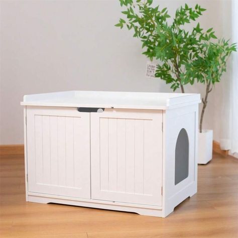 30" Litter Box Enclosure Hidden Cat Litter Box Furniture Wooden Cat Litter Cabinet With Doors Litter Box Toilet Indoor Kennel Hidden Cat Washroom For Cats Kitty Dogs White | SHEIN USA Litter Box Enclosure Diy, Cat Litter Cabinet, Indoor Cat House, Mil Suite, Crate Nightstand, Crate Side Table, Hidden Litter Boxes, Diy Cat Litter, Cat Houses Indoor