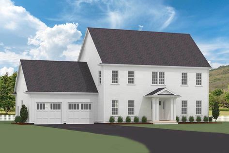 Plan 470002ECK: Exclusive Colonial 4-Bed House Plan with Second Level Master Colonial Farmhouse Floor Plans, Salt Box House Plans, Colonial Farmhouse Plans, Walk In Closet Bedroom, Saltbox House Plans, Colonial Floor Plans, Modern Colonial House, Small Colonial, House Plans Colonial