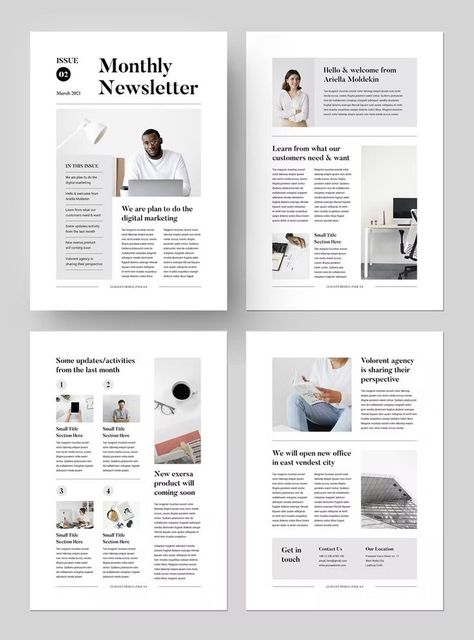 Newsletter Template MS Word & Indesign. 4 Pages. Newsletter Page Design, Sell Sheets Design Layout, Newsletter Layout Template, Monthly Newsletter Design, Simple Newsletter Design, Printed Newsletter Design, News Letter Design Layout, News Layout Design, Newsletter Design Layout Templates