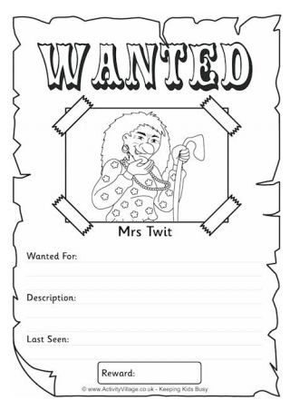 Mrs Twit Wanted Poster Wonka Week, Mike Teavee, Roald Dahl Activities, Miss Trunchbull, Roald Dahl Day, Book Report Projects, Matilda Roald Dahl, Charlie Chocolate Factory, Roald Dahl Books