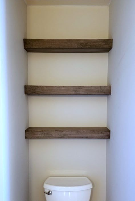 Diy Bathroom Shelves, Floating Bathroom Shelves, Diy Shelves Design, Diy Shelves Ideas, Diy Shelves Bathroom, Shelves Above Toilet, Above Toilet, Floating Shelves Ideas, Diy Floating Shelves