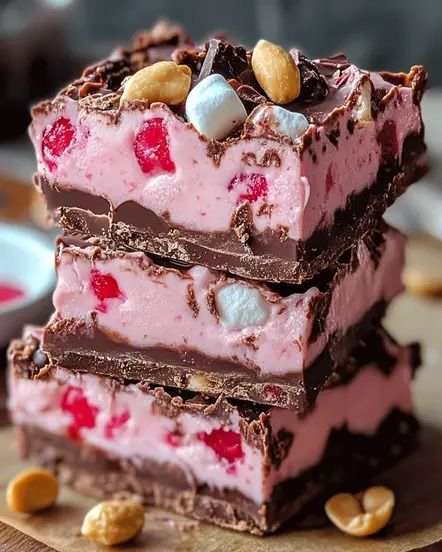 Cherry Marshmallow Fudge Bars - Easy Holiday Dessert - optimal recipes Cherry Mash Bars Recipe, Marshmallow Dessert Recipes, Dessert With Chocolate, Holiday Dessert Recipes Easy, Chocolate Fudge Bars, Easy Holiday Dessert, Marshmallow Fudge, Chocolate Cherries, Easy Bar Recipes