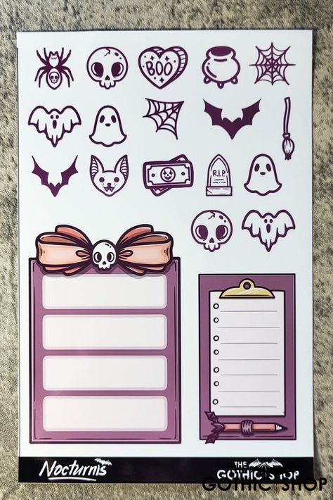 Gothic Halloween planner stickers. A5 sheet of glossy vinyl stickers. Perfect for adding a spooky touch to your planner, notebook or gift. #gothic #halloween #planner . #Halloween_Planner #Gothic_Themes #Gothic_Shop #Bird_Cage_Decor Halloween Planner Stickers, Gothic Stickers, Halloween Planner, Bird Cage Decor, Stickers Sheet, Planner Sheets, Gothic Halloween, Unique Sticker, Personalized Stickers