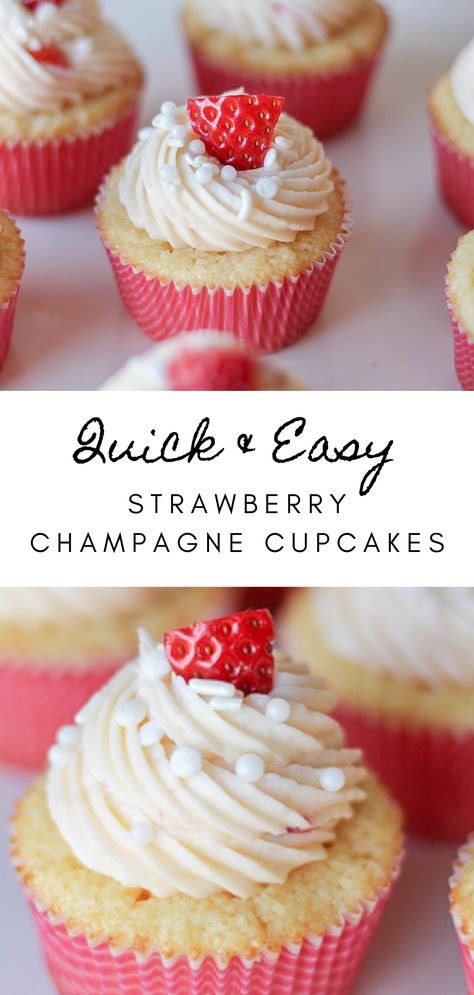 Champagne Dessert Table, Champagne Bridal Shower Theme, Champagne Dessert Recipes, Bachelorette Desserts, Champagne Party Ideas, Champagne Cupcake Recipes, Bachelorette Party Cupcakes, Bridal Shower Dessert, Strawberry Buttercream Frosting