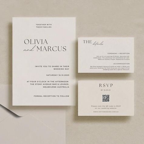 Minimalist Wedding Invite Set | | Wedding Invitation Set With QR code | Modern Invites | Wedding Invitations Online RSVP | Printable Invite Invites Wedding, Wedding Invitations Online, Wedding 2025, Minimalist Wedding Invitations, Invitation Ideas, Modern Invitation, Wedding Invitation Sets, Wedding Invite, Wedding Stationary