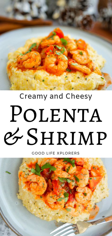 Shrimp And Polenta, Mexican Shrimp Recipes, Cheesy Polenta, How To Cook Polenta, Mexican Shrimp, Polenta Recipes, Traditional Italian Dishes, Creamy Polenta, Dinner Guest