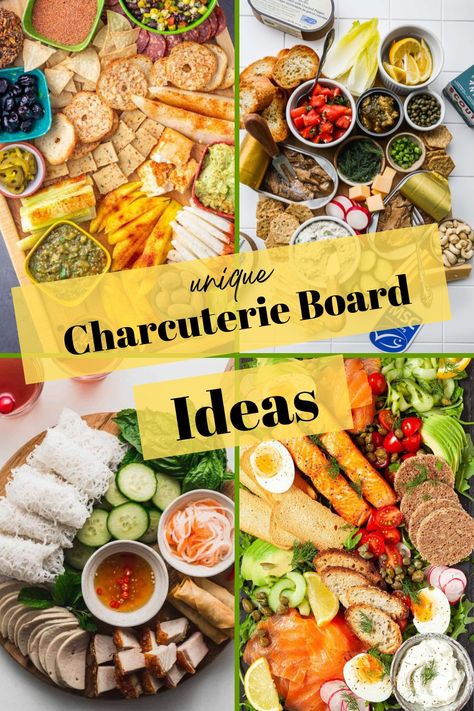 10 Unique Charcuterie Board Ideas Untraditional Charcuterie Board, Vegetarian Board Platter, Asian Inspired Charcuterie Board, Charcuterie Dinner Board Ideas, Asian Charcuterie Board, Charcuterie For Dinner, Smorgasbord Ideas, Mediterranean Charcuterie Board, Unique Charcuterie Board Ideas