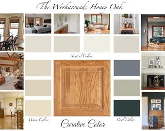 CurativeColor - Etsy Oak Kitchen Cabinets Wall Color, Honey Oak Trim, Interior Paint Color Palette, Honey Oak Cabinets, Oak Trim, Oak Kitchen Cabinets, Kitchen Wall Colors, Honey Oak, Benjamin Moore Paint