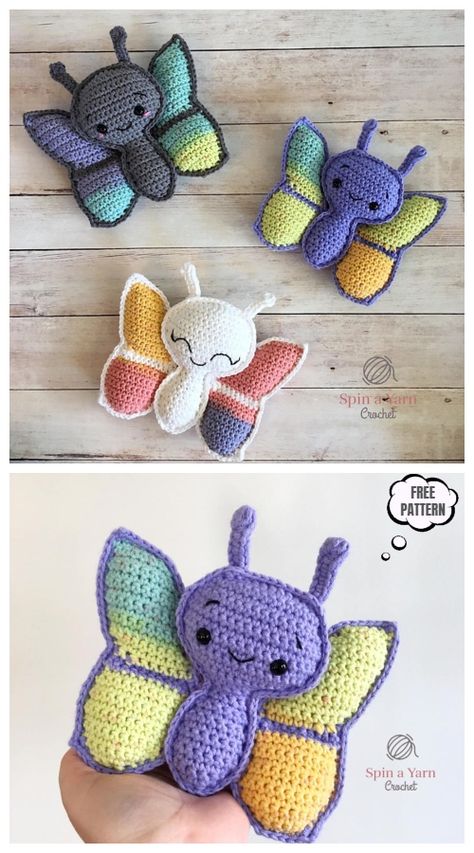 Crochet Butterfly Amigurumi Free Patterns Butterfly Amigurumi, Crocheted Stuffed Animals, Crochet Butterfly Free Pattern, Crochet Butterflies, Crochet Butterfly Pattern, Crochet Phone Cases, Cozy Crochet Patterns, Pola Amigurumi, Crochet Animals Free Patterns