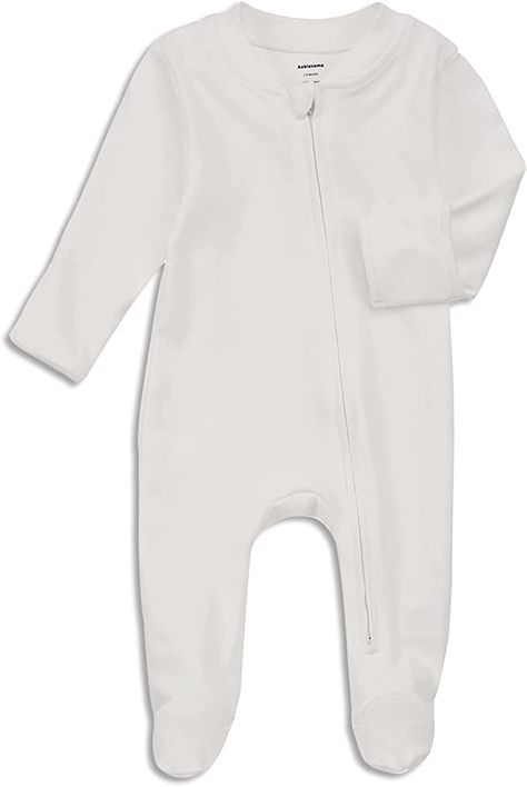 Amazon.com: Organic Cotton Baby Footed Pajamas with Mittens Newborn Zip Up Onesie Sleeper (3-6 Months, White): Clothing, Shoes & Jewelry Baby Footie Pajamas, Newborn Sleeper, Winter Newborn, Footie Pajamas, Footed Pajamas, Baby Sleepers, White Clothing, Newborn Onesies, White Onesie