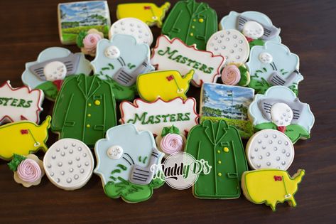 Masters Cookies Decorated, Masters Theme Balloon Arch, Masters Cookies, Masters Golf Cookies Decorated, Masters Golf Cookies, Golf Cookies Birthday, Masters Cookies Golf, Golf Theme Gender Reveal Cookies, Masters Themed First Birthday