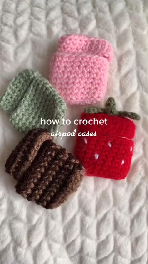 Knitting Ideas To Sell, Crochet Strawberry Airpod Case, Crocheting Airpod Cases, Free Airpod Case Crochet Pattern, Cute And Simple Crochet Ideas, Crochet Birth Control Case, Crochet Projects Fast, Cute Crochet Airpod Case, Crochet For Airpods