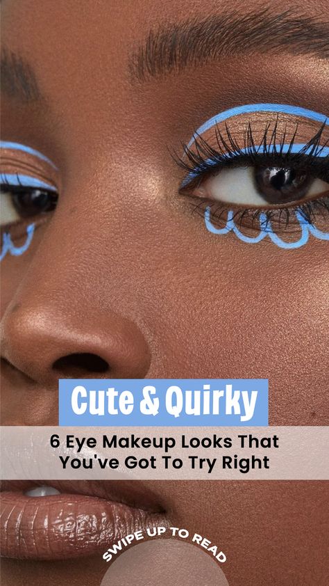 Eye Makeup Looks Diy Colored Eyeliner, Unusual Eye Makeup, Elaborate Eye Makeup, Wacky Makeup Looks, Eye Makeup Dots, Star Eye Makeup Look, Mod Eye Makeup, Two Tone Eyeshadow, Simple Colorful Eye Makeup