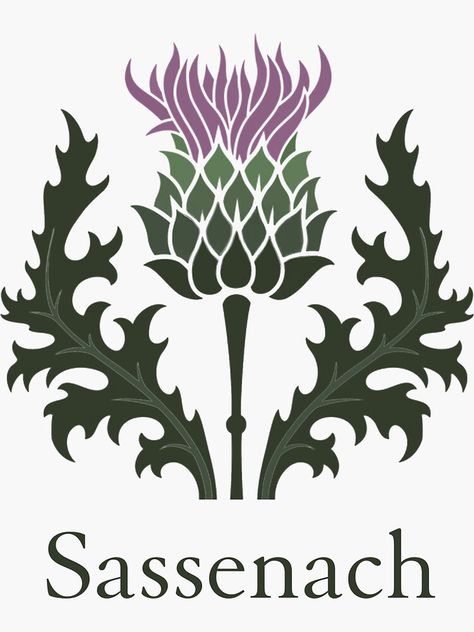 "Sassenach Scottish Thistle Flower of Scotland" Sticker by podartist | Redbubble Scottish Thistle Art, Scottish Thistle Tattoo, Scottish Tattoos, Scottish Symbols, Thistle Tattoo, Thistles Art, Flower Of Scotland, Scottish Flowers, Motifs Art Nouveau