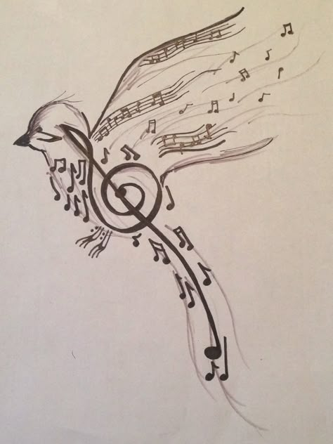 Music Notes Drawing, Music Bird, Music Notes Tattoo, Music Notes Art, Music Tattoo Designs, Music Drawings, Notes Art, Music Tattoos, Music Artwork