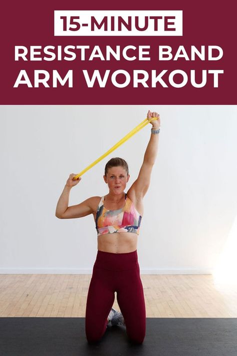 Band Arm Exercises, Exercise Workout Plan, Band Arm Workout, Arm Workout Videos, Resistant Band Workouts, Resistance Band Arms, Beginner Workout Video, Resistance Band Arm Workout, Workout Routine At Home