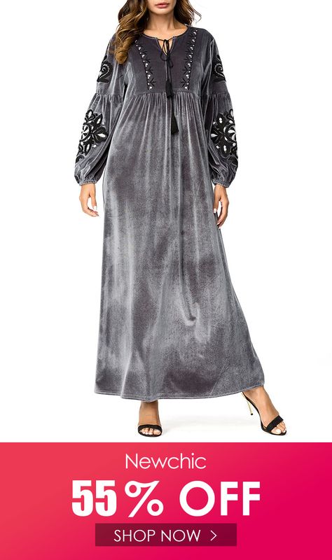 Maxi Velvet Dress, Boho Fashion Casual, Bishop Sleeve Dress, Abaya Collection, Velvet Embroidery, Vintage Long Dress, Embroidery Patchwork, Cheap Maxi Dresses, Silver Embroidery