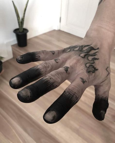 Blackout Hand Tattoo, Tree Leg Tattoo, Tattoo Rabbit, Ezreal League Of Legends, Tattoo Museum, Small Wave Tattoo, Tattoo For Boyfriend, Hand Tattoo Ideas, Christian Sleeve Tattoo