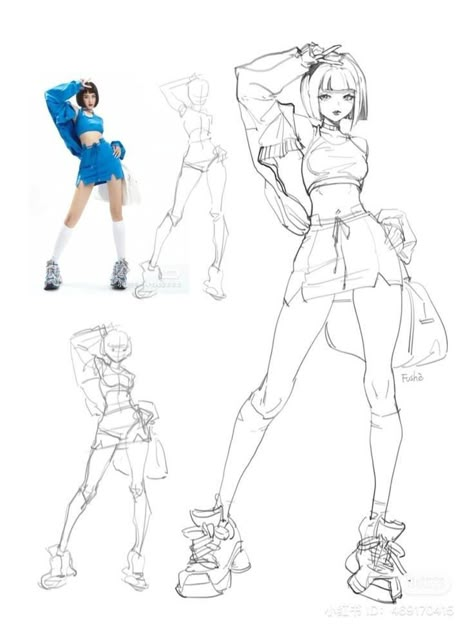 High Angle Pose Reference Anime, Anime Gesture Pose Reference, Look Over Shoulder Pose, Poses Anime Mujer, Full Body Anatomy Drawing Reference, Female Drawing Poses Sassy, Anime Posing, Anime Gesture, How To Draw Designs