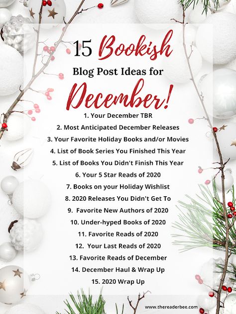 Bookish Blog Post Ideas, Blogmas Post Ideas, Christmas Bookstagram Ideas, Bookish Content Ideas, Christmas Library Activities, Booktok Post Ideas, Book Blog Post Ideas, Bookmas Ideas, December Bookstagram