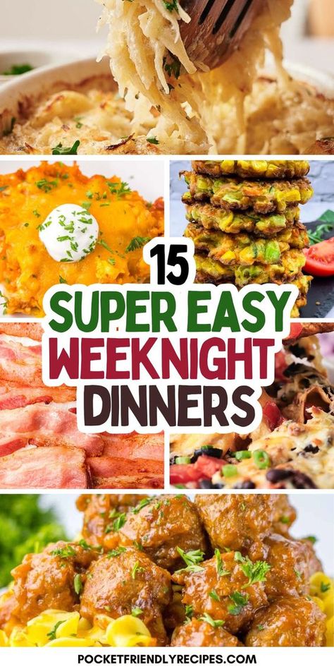 Looking for easy meals that won��’t stress you out? These 15 No Brainer Weeknight Recipes are perfect for busy evenings when time is short! With a variety of delicious dinner options, you can whip up a satisfying dinner without the hassle. From quick pastas to one-pan wonders, these recipes will have your family asking for seconds. Save this weeknight dinners collection for your next meal planning session! Lunch Side Dishes, Dinners With Chicken, Lazy Dinner Ideas, Salads Lunch, Lazy Dinner, Slow Cooker Salisbury Steak, Easy Weeknight Recipes, Lazy Dinners, Cooking For Kids