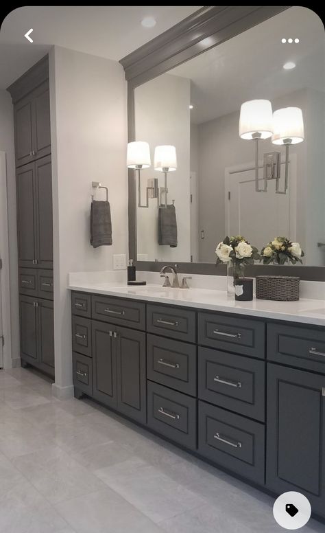 Timeless Bathroom Design, Grey Bathroom Cabinets, Bathroom Redecorating, Master Bath Vanity, Luxury Master Bathrooms, Timeless Bathroom, Bathroom Redesign, Master Bath Remodel, Bathroom Remodel Designs