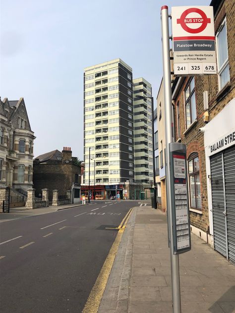 balaam street flats, plaistow, london - apr 2019 Plaistow London, Newham London, London Flats, London Flat, Bus Stop, East London, Set Design, Street View, England