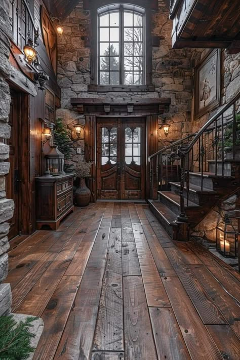 Sas Entree, Hangout Space, Cabin Aesthetic, Home Bar Ideas, Dream Life House, Rustic Home Design, Fantasy Homes, Dark Home, Fantasy House