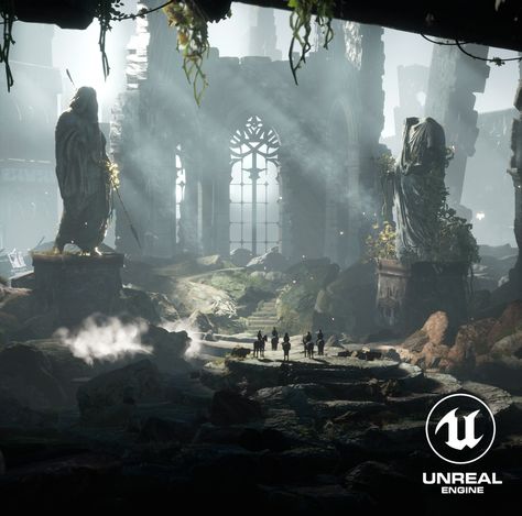 Ruin Concept Art, Ruins Concept Art, Ue4 Environment, Game Environment Concept Art, Game Environment Art, 3d Environment Art, Fantasy Adventurer, Concept Art Environment, Eerie Places