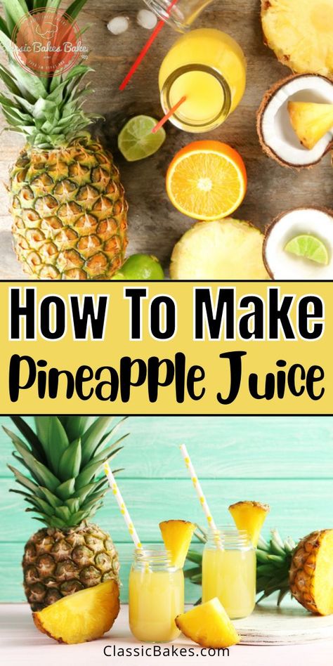 How To Make Juice, Pineapple Juice Recipes, Fruit Juice Recipes, Trini Food, Pineapple Drinks, Homemade Juice, Fresh Fruit Juice, Drink Recipes Nonalcoholic, Fresh Pineapple